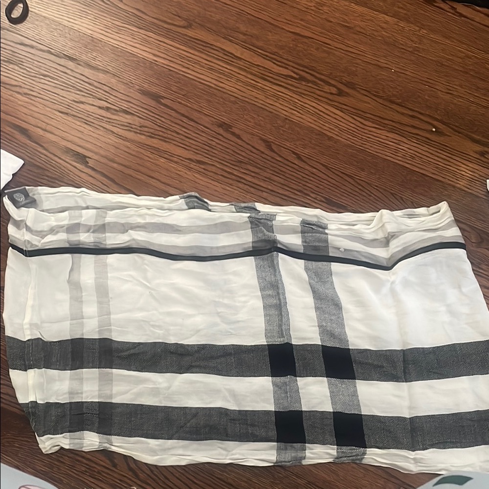 Burberry Black and White Checkered Scarf